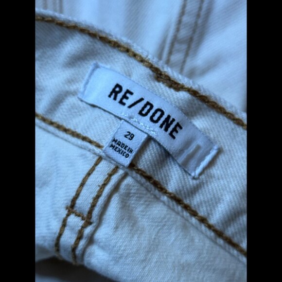 RE/DONE Jeans 29 Womens Ivory White Spot Straight High Rise Poly Denim - Picture 9 of 11
